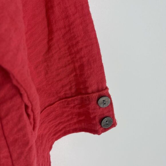 Habitat Top Size Small Womens Rose Red Pieced Button Tunic Boho Shirt Blouse - Picture 5 of 9